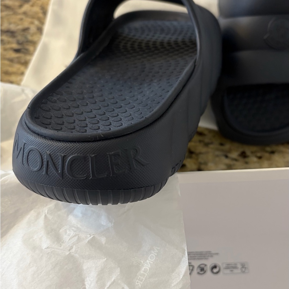 Moncler Black Slide Sandals Navy color size 9